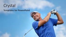  Presentation with golf ball on tee - Presentation theme having golfer shooting a golf ball background and a light blue colored foreground