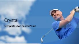  Presentation with golf ball on tee - Presentation featuring golfer shooting a golf ball background and a light blue colored foreground
