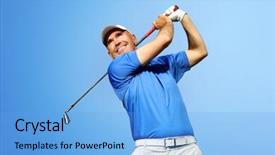  Presentation with golf ball on tee - Cool new PPT layouts with golfer shooting a golf ball backdrop and a light blue colored foreground