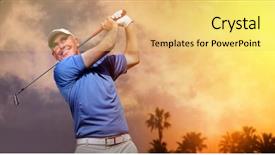  Presentation with golf - Beautiful slide set featuring golfer shooting a golf ball backdrop and a  colored foreground