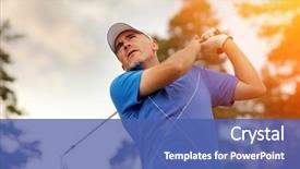  Presentation with golf - PPT theme having golfer shooting a golf ball background and a ocean colored foreground