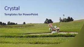  Presentation with sand - Beautiful slide deck featuring golfer swinging in sand trap backdrop and a light blue colored foreground