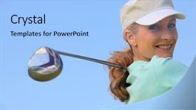  Presentation with swing - Slide deck consisting of golfer taking a swing background and a light blue colored foreground