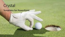 Presentation with golf course - PPT layouts with golfer trying to flick ball background and a mint green colored foreground