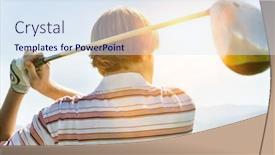  Presentation with flare - Slide deck with golfer-watching-drive-on-fairway background and a sky blue colored foreground