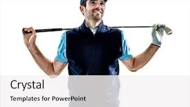  Presentation with studio - PPT layouts consisting of golfers - one caucasian man golfer golfing background and a white colored foreground