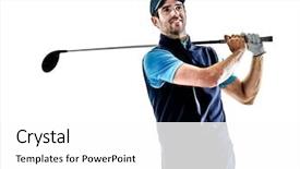  Presentation with studio - Audience pleasing presentation consisting of golfers - one caucasian man golfer golfing backdrop and a  colored foreground
