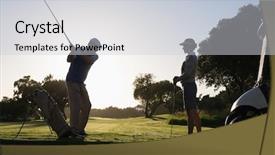  Presentation with course - Cool new PPT theme with golfing couple teeing off backdrop and a light gray colored foreground
