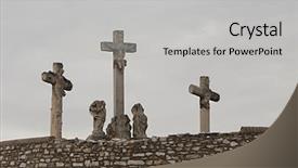 Presentation with weather and climate change - Audience pleasing slides consisting of golgotha - crosses on the hill backdrop and a light gray colored foreground