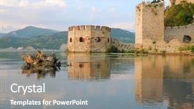  Presentation with octagon - PPT theme having golubac fortress octagonal tower background and a gray colored foreground