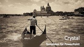  Presentation with canal - Presentation featuring gondola in canal in venice background and a  colored foreground