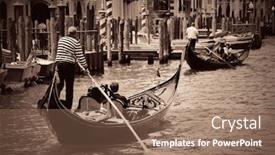  Presentation with canal - Beautiful PPT theme featuring gondola-in-canal-in-venice backdrop and a coral colored foreground