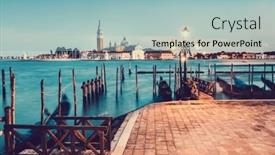  Presentation with venice - PPT theme with gondola-jetty-in-venice-italy background and a light blue colored foreground