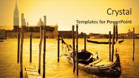  Presentation with venice - Slide deck having gondola near and san giorgio di maggiore church in the background venice italy background and a yellow colored foreground