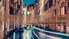  Presentation with venice - Presentation theme with gondola-night-ride-in-venice background and a coral colored foreground