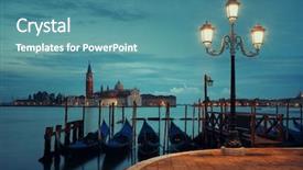  Presentation with inflatable water park - PPT layouts featuring gondola park in water background and a teal colored foreground