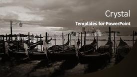  Presentation with water park - PPT theme featuring gondola-park-in-water background and a gray colored foreground