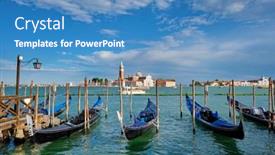  Presentation with venice - Colorful presentation enhanced with gondolas-and-in-lagoon backdrop and a teal colored foreground