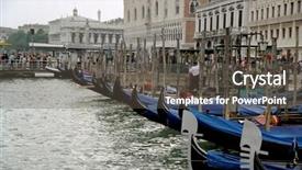  Presentation with canal - Cool new theme with gondolas-arranged-in-a-line backdrop and a dark gray colored foreground