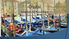  Presentation with canals - Beautiful presentation theme featuring gondolas artwork in painting backdrop and a coral colored foreground