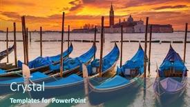  Presentation with venice - Presentation with gondolas-in-venice-at-sunrise background and a ocean colored foreground