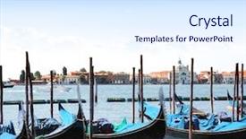  Presentation with venice - Colorful slides enhanced with gondolas in venice italy summer backdrop and a sky blue colored foreground