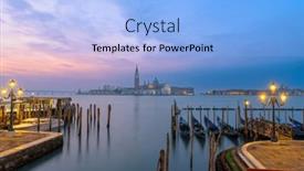  Presentation with dawn - Theme having gondolas-in-venice-italy background and a light blue colored foreground
