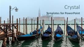  Presentation with canal - Presentation with gondolas-moored-on-grand-canal background and a sky blue colored foreground