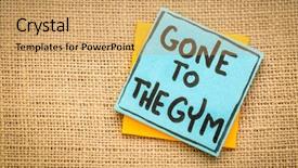  Presentation with post stick note - Beautiful PPT theme featuring gone to the gym - handwriting backdrop and a coral colored foreground