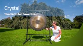  Presentation with spiritual - PPT theme consisting of gong sound healing background and a teal colored foreground