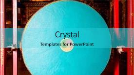  Presentation with kathmandu - PPT theme enhanced with gongs - gong in a buddhist monastery background and a cyan colored foreground