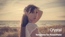  Presentation with horizon - Cool new PPT layouts with good afternoon - carefree woman looking the horizon backdrop and a coral colored foreground