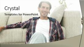  Presentation with living room - Slides enhanced with good afternoon - confident guy sitting background and a white colored foreground