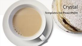  Presentation with high tea - Slide deck with good afternoon - high angle view of tea background and a soft green colored foreground