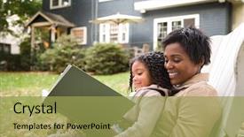  Presentation with daughter - Audience pleasing slides consisting of good afternoon - mother and daughter with book backdrop and a yellow colored foreground