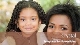  Presentation with mother blessed - PPT theme featuring good afternoon - mother and daughter background and a coral colored foreground