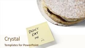  Presentation with notepaper - Slide deck enhanced with good afternoon - piece of victoria sponge cake background and a soft green colored foreground