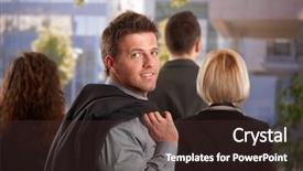  Presentation with good - Beautiful PPT theme featuring good afternoon - portrait of casual mid-adult businessman backdrop and a tawny brown colored foreground