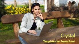  Presentation with cyber stalking computer laptop suffering - Audience pleasing PPT layouts consisting of good afternoon - young woman works backdrop and a tawny brown colored foreground