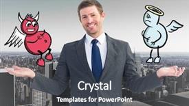  Presentation with bad - Cool new slide deck with good and bad conscience backdrop and a dark gray colored foreground