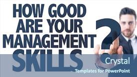  Presentation with good - Presentation featuring good are your management skills background and a ocean colored foreground
