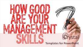  Presentation with writing skills - PPT theme featuring good are your management skills background and a lemonade colored foreground