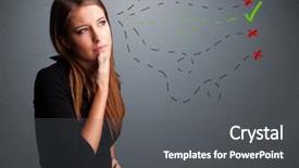  Presentation with beautiful young woman getting face - Colorful presentation design enhanced with good bad - beautiful young woman choosing backdrop and a dark gray colored foreground
