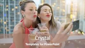  Presentation with selfie - Cool new presentation theme with good bars - two beautiful friends taking selfie backdrop and a coral colored foreground