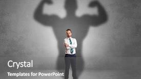  Presentation with powerful - PPT layouts featuring good better best - lovely serious businessman standing background and a gray colored foreground