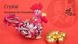  Presentation with chinese calligraphy - Audience pleasing presentation theme consisting of good bless for new year backdrop and a red colored foreground