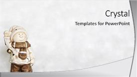  Presentation with snow blizzard in winter - Theme consisting of good bye - friendly little winter man standing background and a white colored foreground