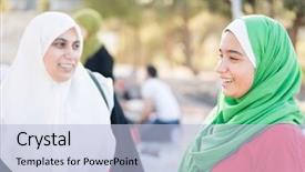  Presentation with muslim family - PPT layouts with good bye - muslim family outdoors background and a light blue colored foreground