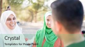  Presentation with muslim family - Beautiful PPT layouts featuring good bye - muslim family outdoors backdrop and a seafoam green colored foreground