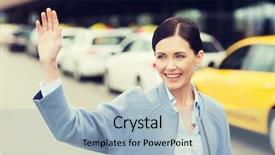  Presentation with business travel - Slides enhanced with good bye - travel business trip people gesture background and a  colored foreground